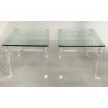 ARTEFLEX LAMP TABLES, Italian lucite and polished glass, each rectangular, 80cm W x 60cm D x 59cm H.