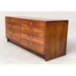 ARCHIE SHINE LOW CHEST, 127cm W x 46cm D x 55cm H, 1960's with six drawers.