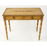 FAUX BAMBOO WRITING TABLE, Regency period original paint with two frieze drawers, 95cm x 49cm x 77cm