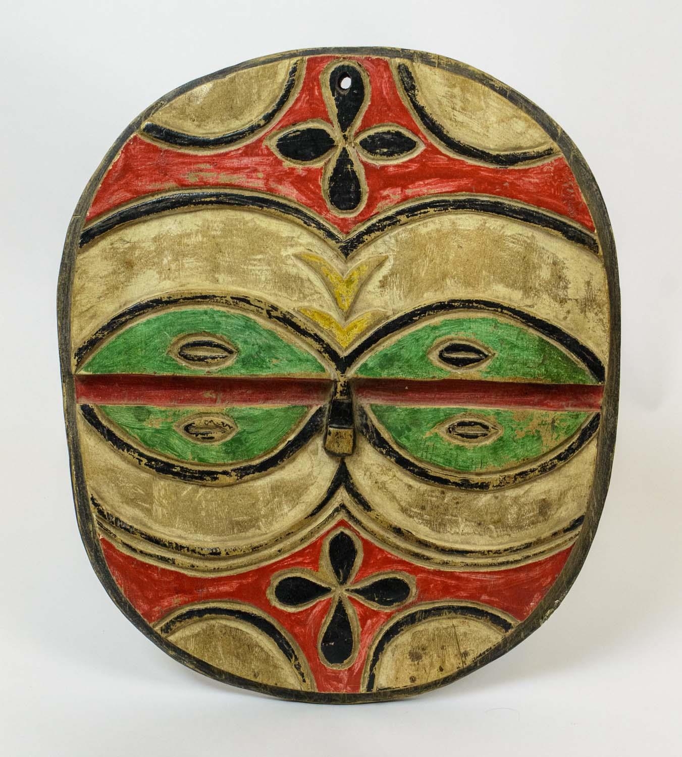 TEKE MASK, Congo, multi-coloured. 50cm H x 40 cm W.