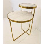 WINE TABLE, 65cm high, 50cm wide, 40cm deep, 1950s Italian style design, white marble two-tier form,