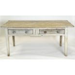 FARMHOUSE/PREPARATION TABLE, 19th century pine, with two drawers, 79cm H x 177cm x 86cm.