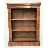 OPEN BOOKCASE, 19th century figured walnut and satinwood marquetry with shelves, 80cm x 36cm x 107cm