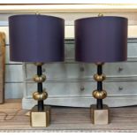 PAOLO MOSCHINO TABLE LAMPS, a pair, with shades, 81cm H. (2)