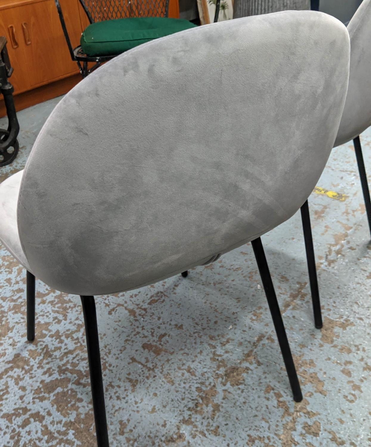 BEETLE STYLE CHAIRS, a set of 6, Light Grey Velvet upholstered, 530cm W x 560cm D x 815cm. - Image 3 of 4