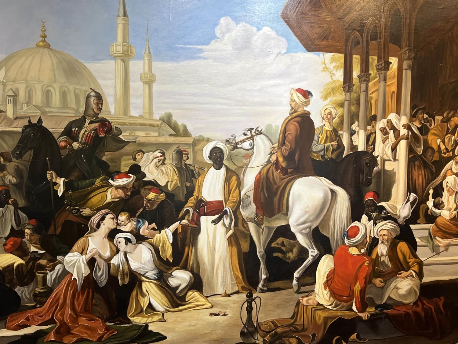 AFTER SIR WILLIAM ALLAN (Scottish 1782-1850), 'Market Scene, Constantinople', oil on canvas, 197cm x - Image 2 of 4