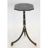 TRIPOD TABLE, 73cm H x 33cm x 41cm, late George III painted with cherub decorated canted corner tilt