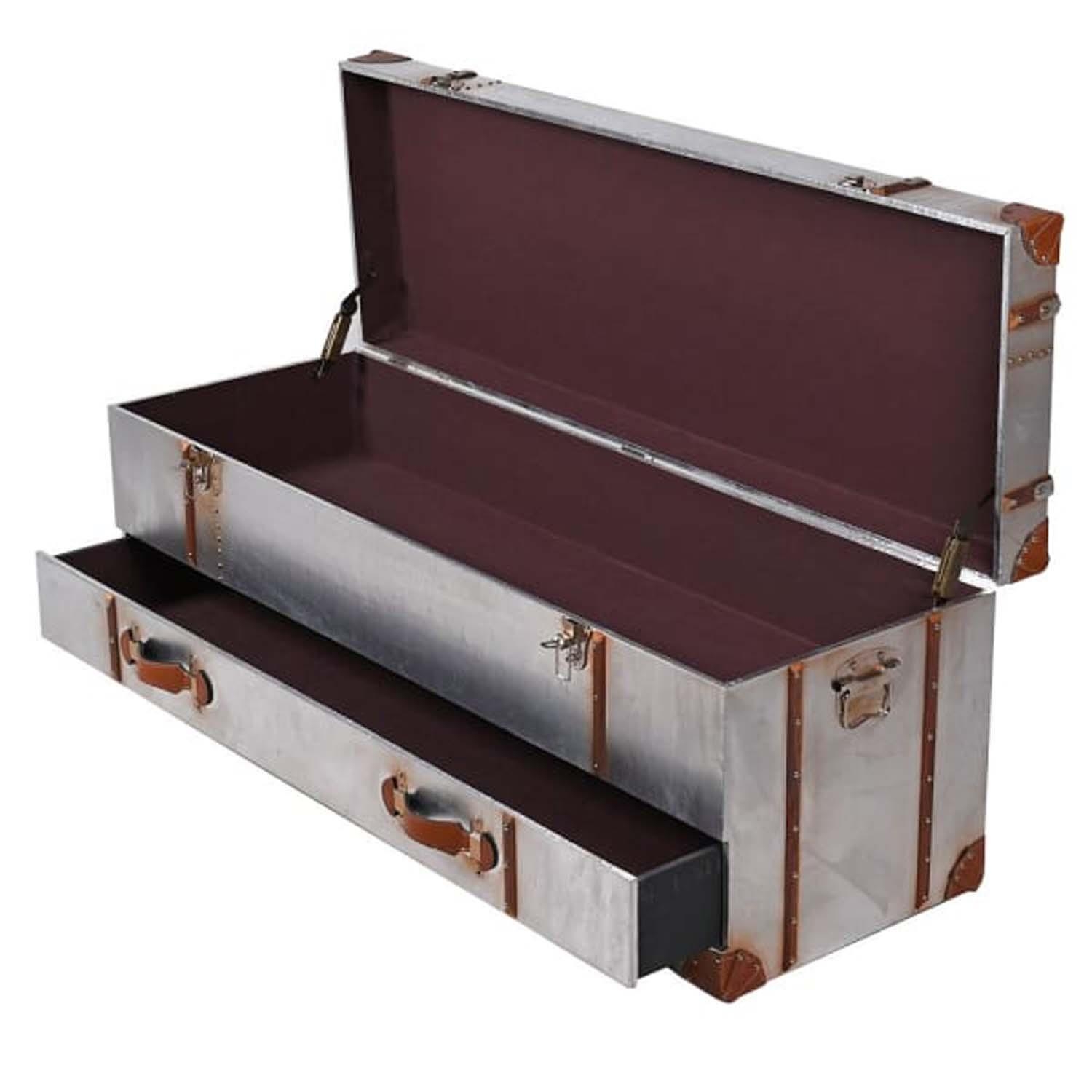 AVIATOR STYLE TRUNK, 45cm high, 120cm wide, 40cm deep, fitted with a single drawer below. - Image 2 of 4