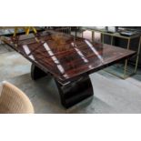 DINING TABLE, 110cm D x 77cm H x 205cm L, of art deco influence Macassar finish.