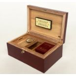 HUMIDOR, lacquered polished walnut and cedar lined with adjustable interior and lift out tray by