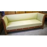 SOFA, 215cm x 86cm x 76cm, Empire style in striped yellow and green upholstery.