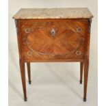 COMMODE, French Louis XVI style kingwood and silver gilt metal mounted with two drawers, 61cm x 34cm