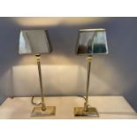 LIBRARY LAMPS, a pair, each 59cm high, contemporary, rectangular shaped, gilt metal shades and