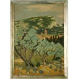 YVES BRAYER, Provence, lithographic poster, signed in the plate, vintage verdigris frame, 75cm x