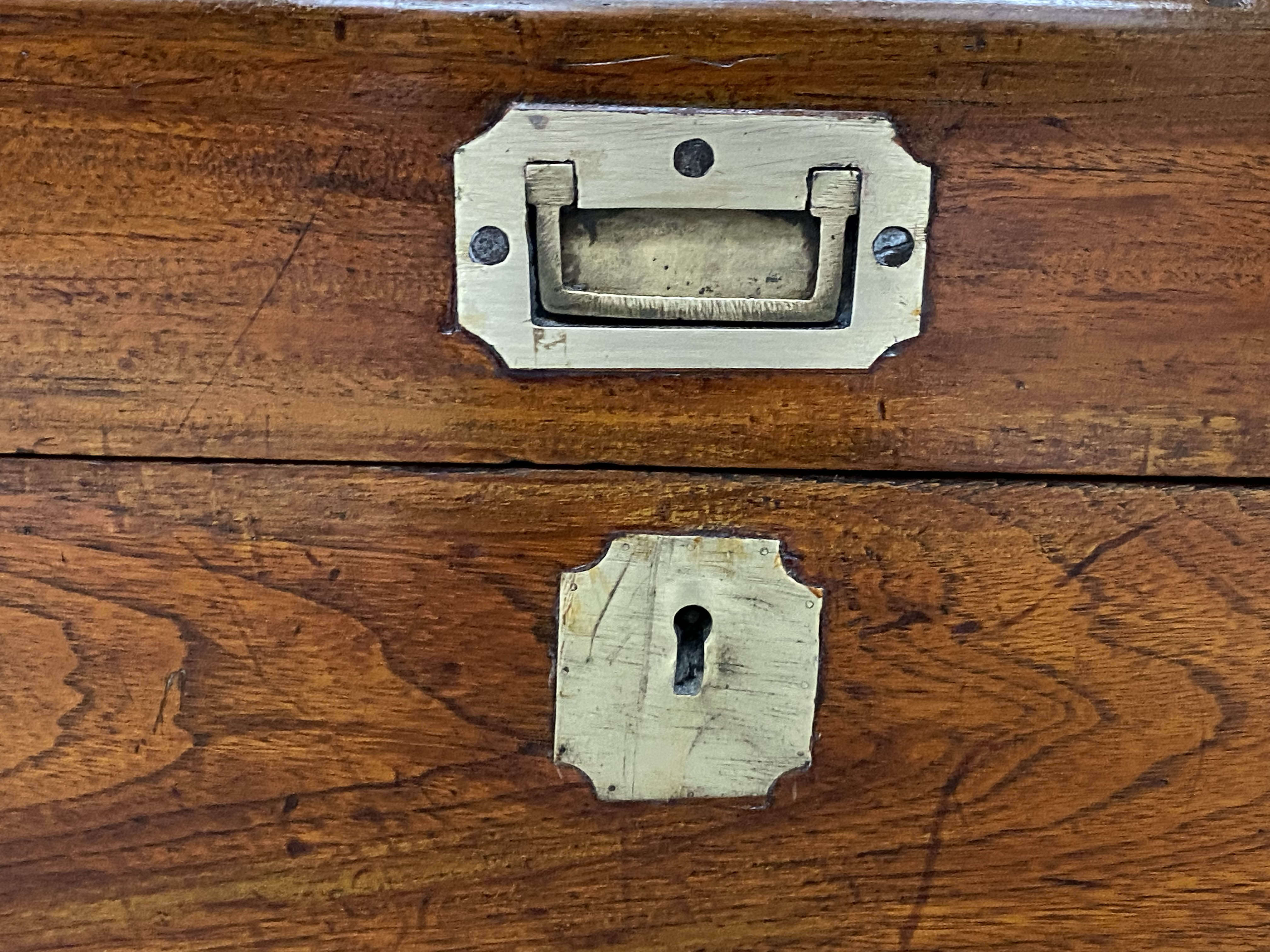 TRUNK, 19th century Chinese export camphorwood and brass bound with rising lid candlebox interior - Image 8 of 8