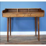 WRITING DESK, 92cm x 99cm x 48cm, 1960s Danish style, three drawers. (3)