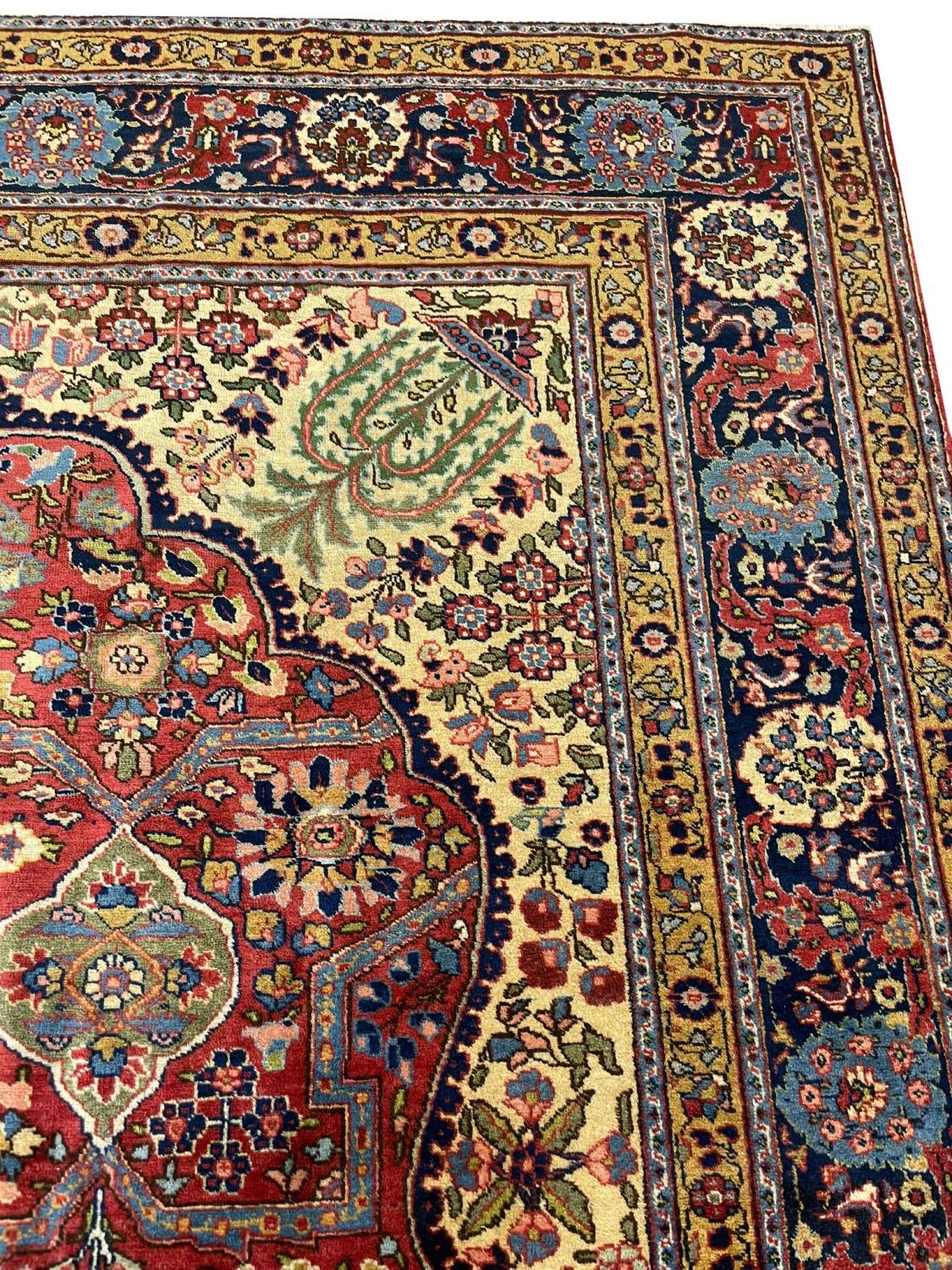 ANTIQUE PERSIAN TABRIZ CARPET, 385cm x 275cm. - Image 3 of 5