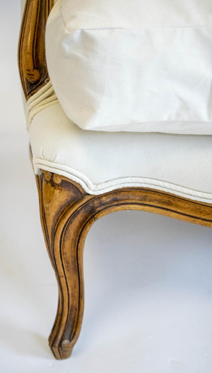 BERGERES, 83cm H x 63cm, a pair, Louis XV style in calico. (2) - Image 4 of 5