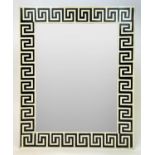 WALL MIRROR, 1970s Italian design, Greek key inlaid frame, 77cm x 62cm.