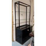 PIERRE VANDEL OPEN DISPLAY CABINET, 91cm x 45cm x 194cm, vintage 1970's French, lacquered metal