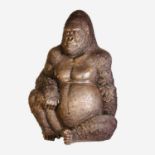 SCULPTURAL GORILLA, 114cm high, 85cm wide, 69cm deep, resin in bronzed finish.