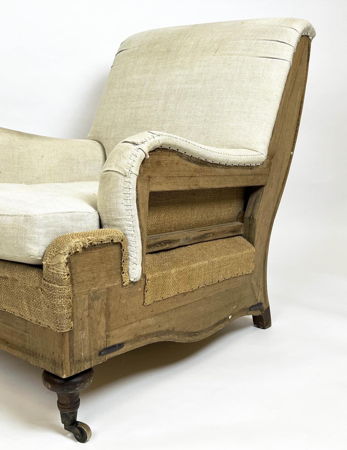 HOWARD STYLE ARMCHAIR, by Van Thiel & Co, deconstructed linen and hessian upholstered, 75cm x 89cm - Image 2 of 5