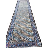 ANTIQUE PERSIAN MALAYER RUNNER, 310cm x 89cm.
