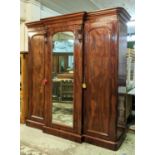 BREAKFRONT TRIPLE WARDROBE, 220cm H x 205cm W x 55cm D Victorian mahogany with a central mirrored