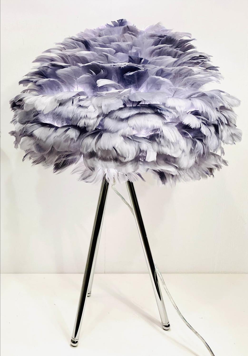 FEATHER CLOUD TABLE LAMPS, a pair, polished metal bases, 60cm x 40cm x 40cm. - Image 6 of 6