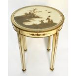 CHINOISERIE LAMP TABLE, early 20th century parchment lacquered and gilt chinoiserie decorated