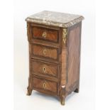 PETITE COMMODE, 73cm h x 42cm x 33cm, Louis XV kingwood, rosewood and gilt metal mounted with marble