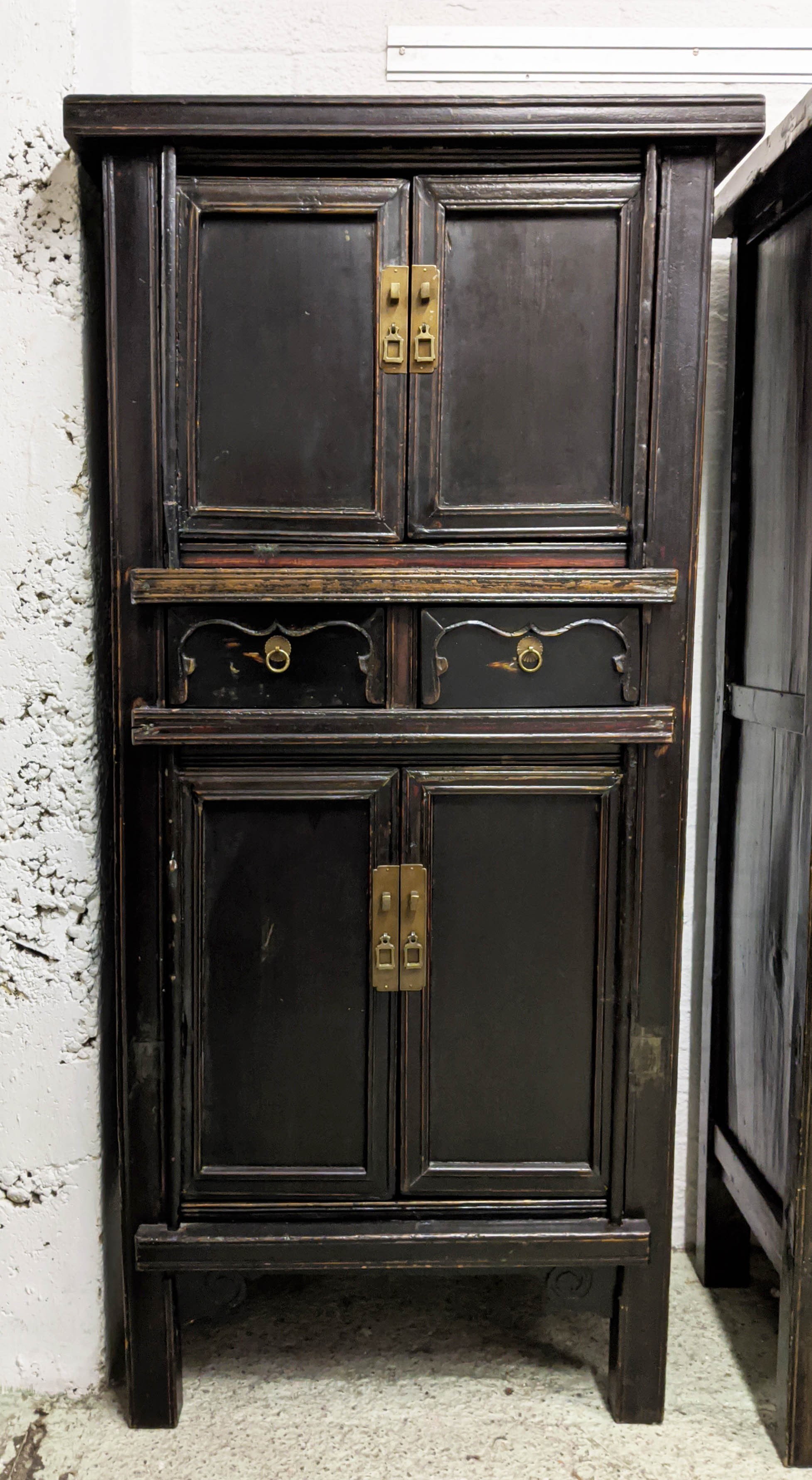 MARRIAGE CABINETS, 174cm H x 86cm x 48cm, a pair, Chinese lacquer, each with four doors and two - Image 2 of 8