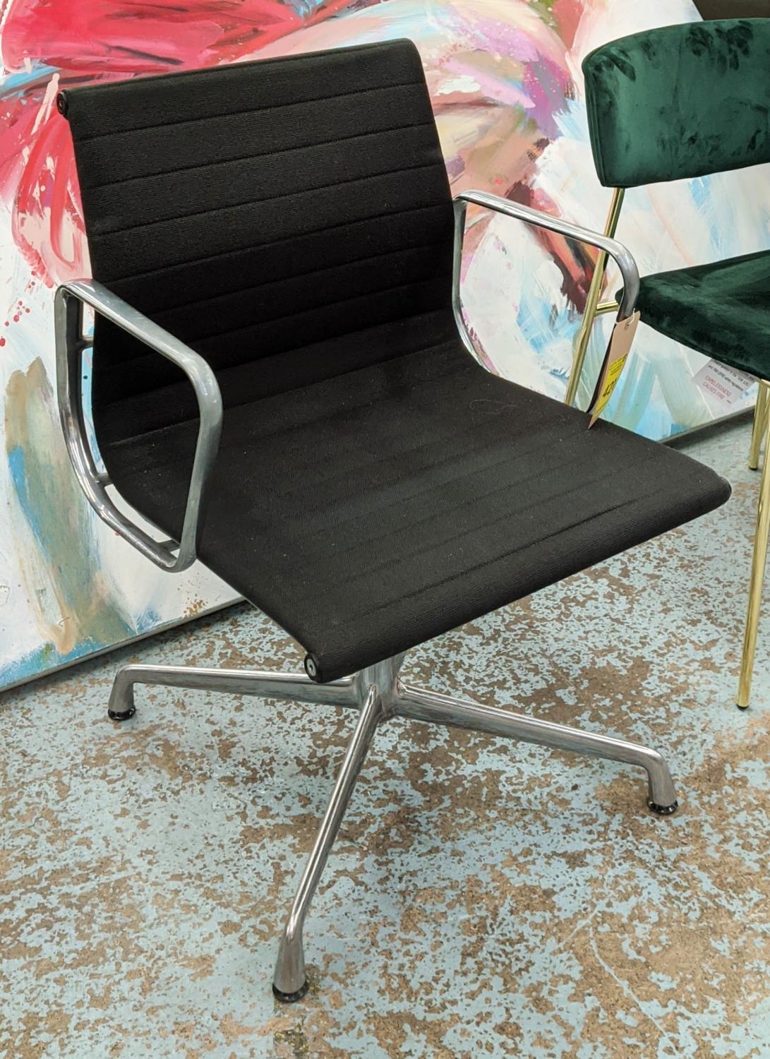 AFTER CHARLES AND RAY EAMES ALUMINIUM GROUP STYLE CHAIR BY ICF, 85cm H.