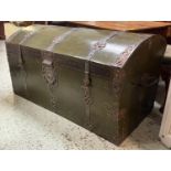 DOMED TOP TRUNK, 145cm W x 83cm H x 72cm D 18th/19th century German painted and metal bound with a