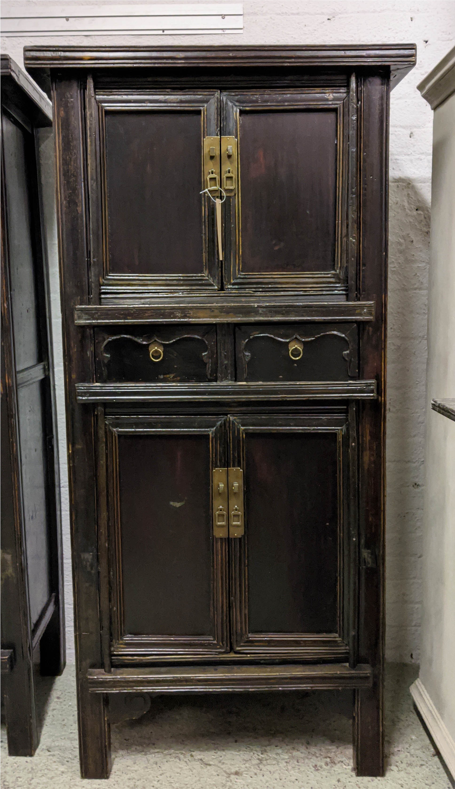 MARRIAGE CABINETS, 174cm H x 86cm x 48cm, a pair, Chinese lacquer, each with four doors and two - Image 3 of 8