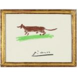 PABLO PICASSO, Le Chien, off set lithograph, signed in the plate, early 19th century gilt French