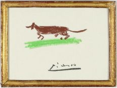 PABLO PICASSO, Le Chien, off set lithograph, signed in the plate, early 19th century gilt French