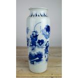 CHINESE SLEEVE VASE, blue and white transitional style with figural decoration, 45cm H.
