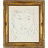 HENRI MATISSE, head of a young woman, original lithograph for Pierre A Feu, edition 950, 1947,