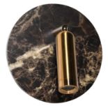 WALL LIGHTS, a set of four, gilt metal frame, marble base, 16cm diam. x 8cm H. (4)