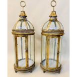 STORM LANTERNS, a pair, gilt metal, regency style design, 80cm x 28cm x 28cm.