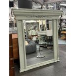 OVERMANTEL MIRROR, 152cm x 139cm Victorian style grey painted with a rectangular bevelled plate.
