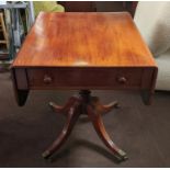 PEPMBROKE TABLE, 110cm W open x 75cm H x 77cm D 19th century mahogany drop flap with a single drawer