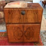 RIVINGTON COCKTAIL CABINET, vintage 1950's English walnut, mirrored top compartment, with two door