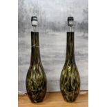 TABLE LAMPS, a pair, Murano style, oblong baluster shaped glass bases, 70cm H. (2)