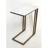 LAMP TABLE, rectangular Carrara white marble top on gilt metal support, 52cm x 32cm x 65cm H.