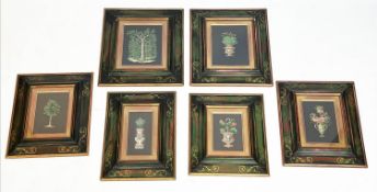 TOPIARY CUT PAPER WORKS, a set of six, largest 37cm x 34cm, framed and glazed, retailed by Stephanie