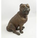 AUSTRIAN TERRACOTTA BULLDOG, painted finish, 52cm H.