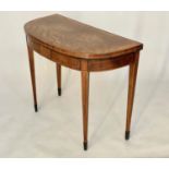 CARD TABLE, 74cm H x 91cm W x 46cm D, George III flame mahogany and satinwood crossbanded,