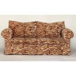 SOFA, Howard style terracotta patterned chenille velvet with feather filled seat and back